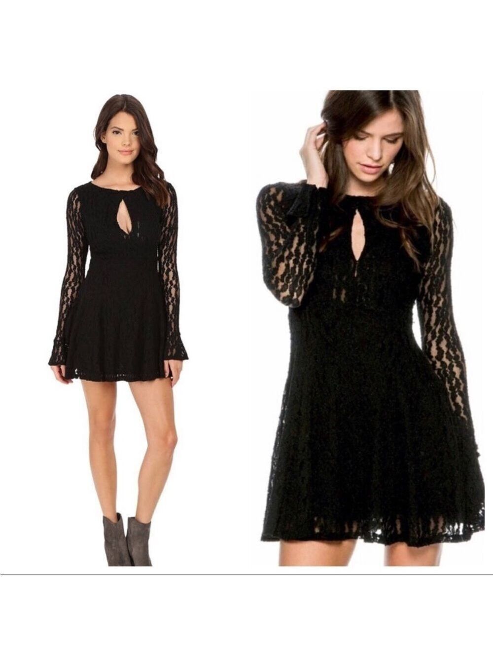 Free People Black Long Sleeve Lace Dress size XS - Picture 2 of 12